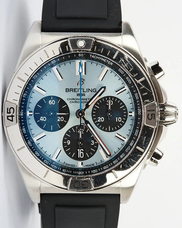 Breitling Chronomat B01 42MM Ice Blue Dial Rubber Strap (PB0134101C1S1)