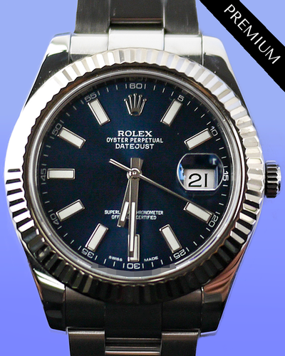 No Reserve - 2011 Rolex Datejust II 41MM Blue Dial Oyster Bracelet (116334)