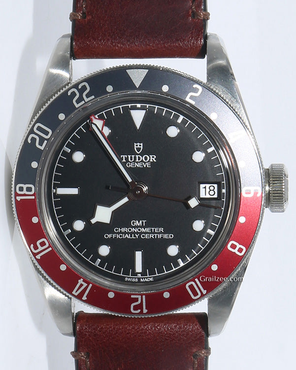 2018 Tudor Black Bay GMT "Pepsi" 41MM Black Dial Leather Strap (79830RB)