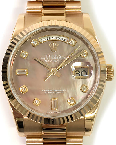 2010 Rolex Day-Date 36MM Mother Of Pearl Dial Rose Gold President Bracelet (118235F)