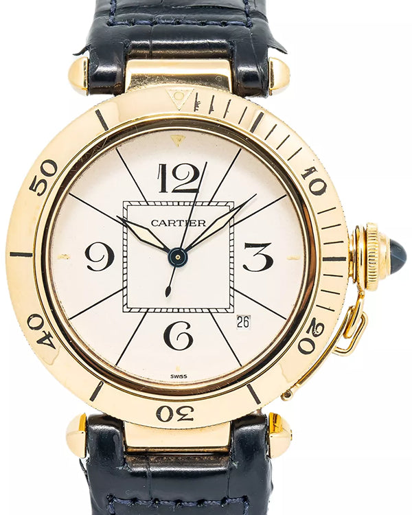 Cartier Pasha De Cartier 38MM White Dial Leather Strap (820907)