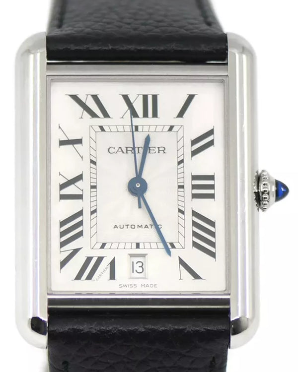 Cartier Tank 41x31MM Silver Dial Leather Strap (WSTA0040)