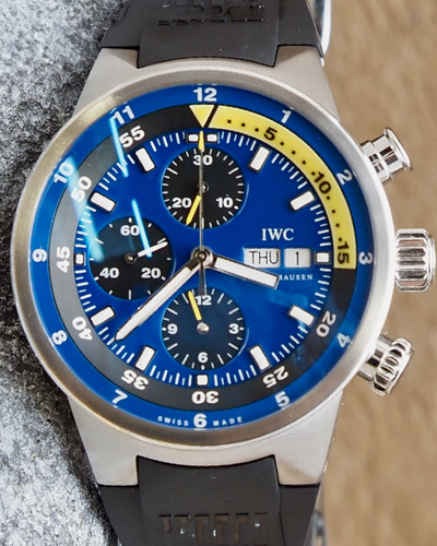 IWC Schaffhausen Aquatimer Chronograph "Cousteau Divers" 44MM Blue Dial Rubber Strap (IW378203)