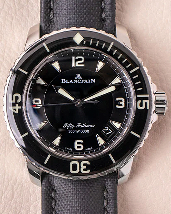 2020 Blancpain Fifty Fathoms 45MM Black Dial Textile Strap (5015-1130-52A)