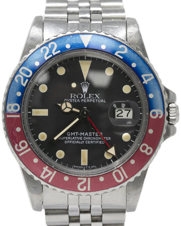 Rolex GMT-Master "Pepsi" 40MM Black Dial Steel Bracelet (16750)