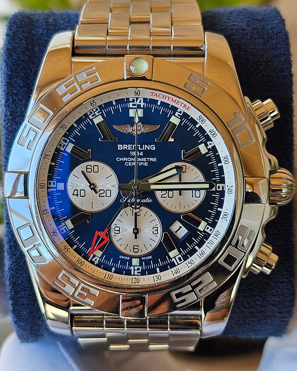 Breitling Chronomat GMT 47MM Blue Dial Steel Bracelet (AB0410)