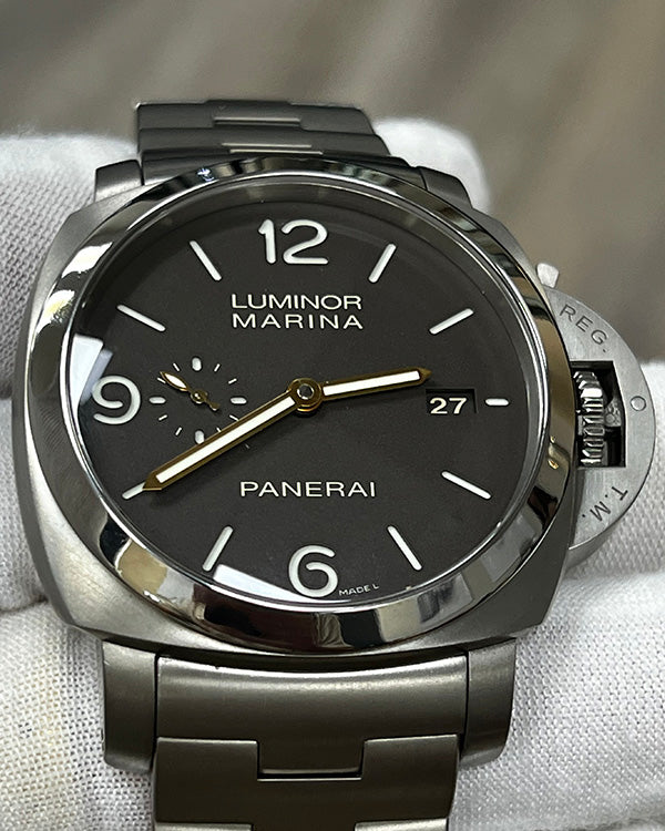 2020 Panerai Luminor Marina 1950 3 Days 44MM Brown Dial Titanium Bracelet (PAM00352)