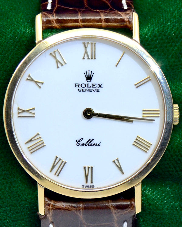 Rolex Cellini 32MM White Dial Aftermarket Leather Strap (4112)