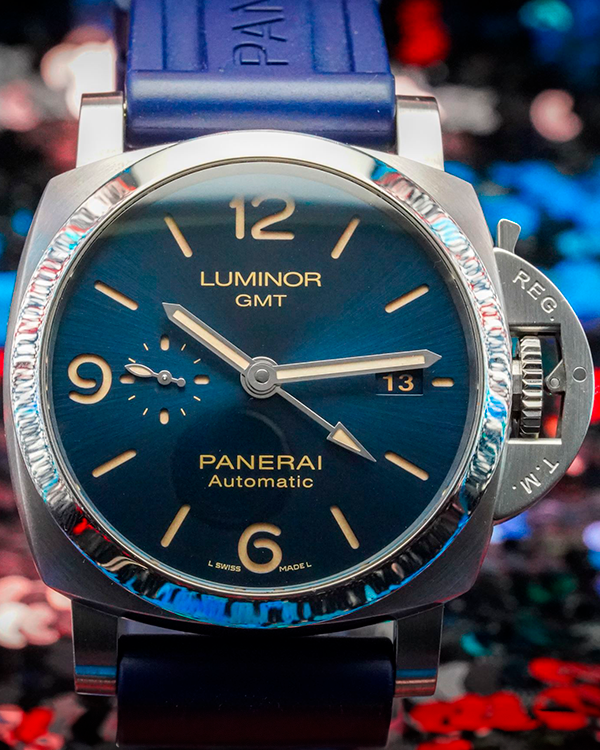 2022 Panerai Luminor 1950 3 Days GMT 44MM Blue Dial Rubber Strap (PAM01033)