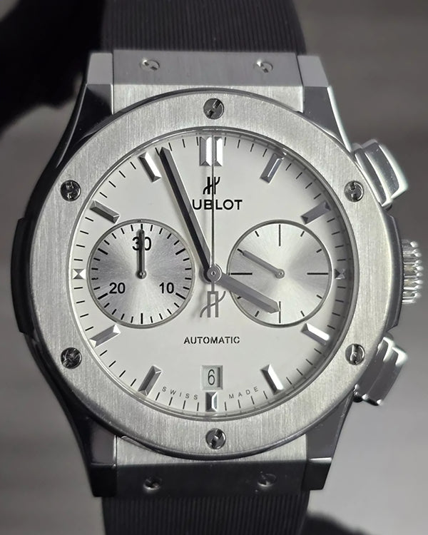 2017 Hublot Classic Fusion Chronograph 45MM Silver Dial Rubber Strap (521.NX.2611.RX)