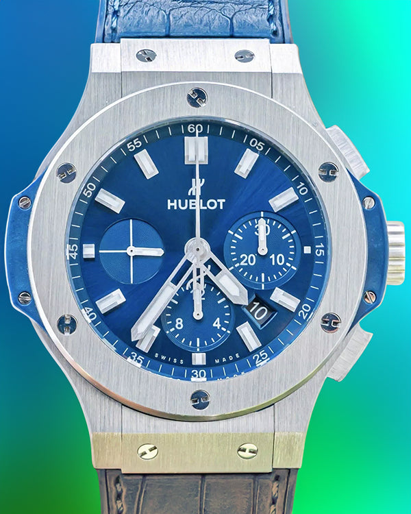 Hublot Big Bang Chronograph 44MM Blue Dial Leather Strap (301.SX.7170.LR)