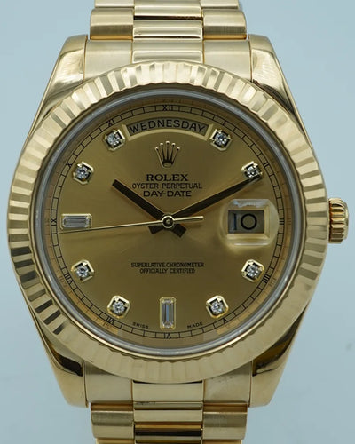 2015 Rolex Day-Date II 41MM Champagne Dial Yellow Gold President Bracelet (218238)