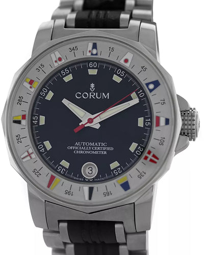 Corum Admiral's Cup Legend 38MM Black Dial Rubber/Steel Bracelet (982.530.20)