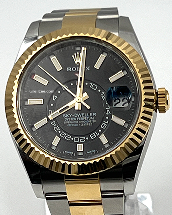 2022 Rolex Sky-Dweller 42MM Black Dial Two-Tone Oyster Bracelet (326933)