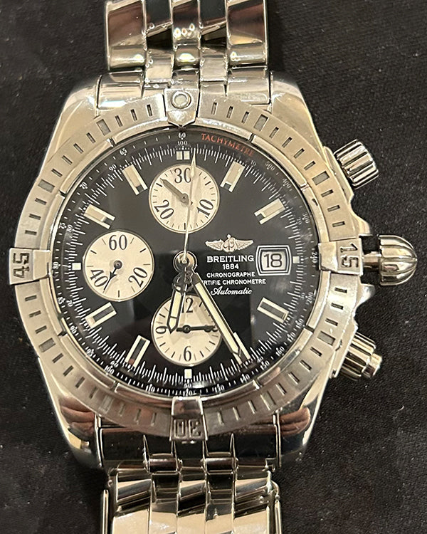 2005 Breitling Chronomat Evolution 44MM Black Dial Steel Bracelet (A156B19PA)