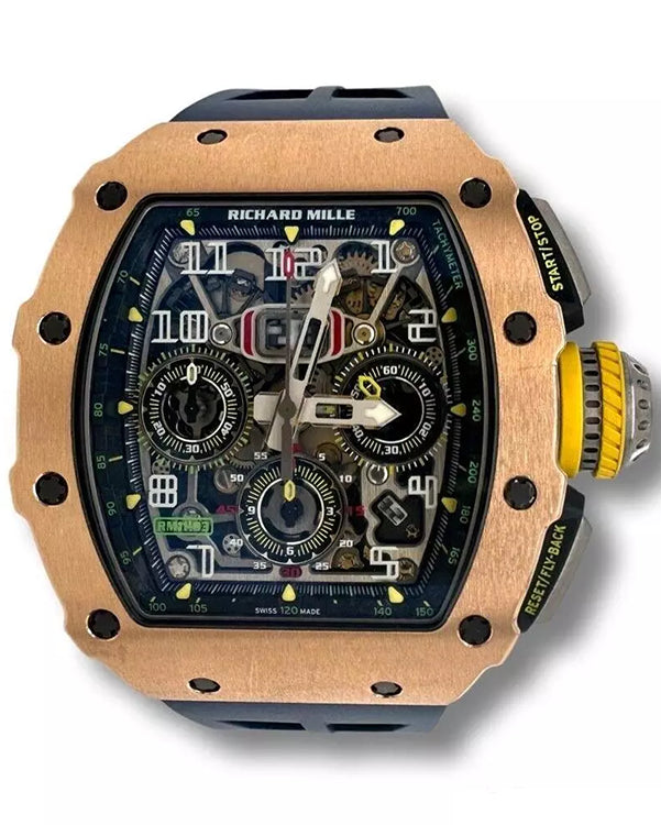 2017 Richard Mille RM 011 Automatic Flyback Chronograph 49MM Skeleton Dial Rubber Strap (RM11-03RG)