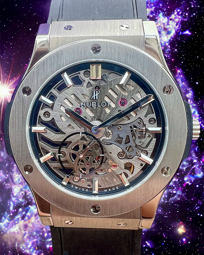 Hublot Classic Fusion Ultra-Thin 45MM Skeleton Dial Leather Strap (515.NX.0170.LR)