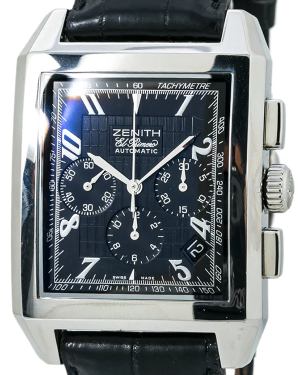 Zenith Grande Port Royal El Primero 51x36MM Black Dial Leather Strap (03.0550.400)