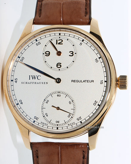 IWC Schaffhausen Portugieser Regulateur 43MM Silver Dial Leather Strap (IW544402)