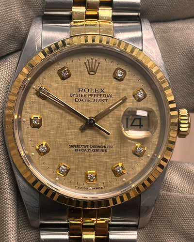 Rolex Datejust 36MM Champagne "Linen" Dial Two-Tone Jubilee Bracelet (16233)