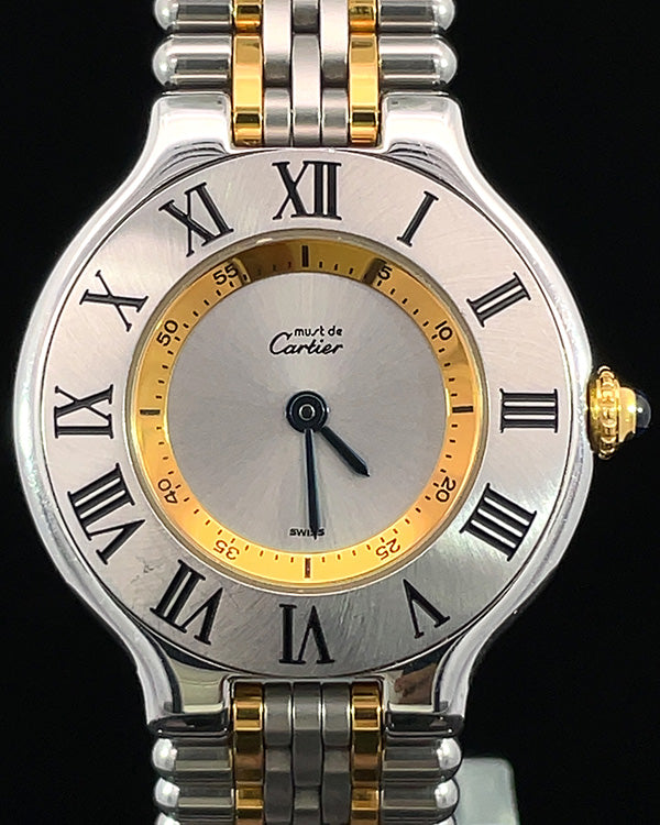 Cartier 21 Must De Cartier 28MM Quartz Silver Dial Two-Tone Bracelet (1340)