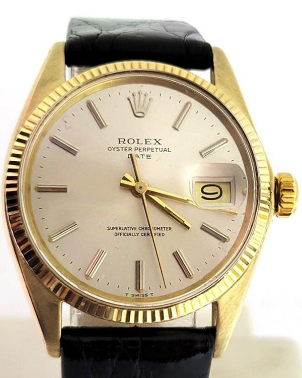 Rolex Oyster Perpetual 34MM Champagne Dial Aftermarket Leather Strap (1503)