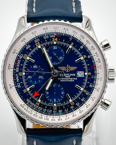 Breitling Navitimer World 46MM Blue Dial Leather Strap (A24322)