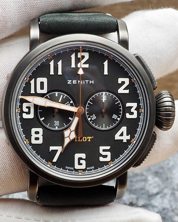 Zenith Pilot 45MM Black Dial Leather Strap (11.2432.4069)