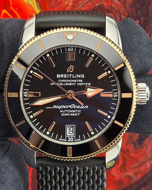 2021 Breitling Superocean Heritage 42MM Black Dial Rubber Strap (UB2010)