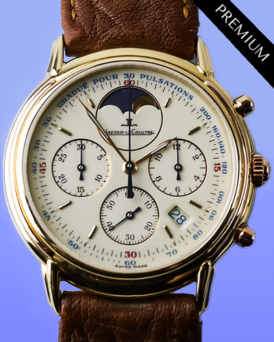 Jaeger-LeCoultre Odysseus Chrono Moonphase 35MM Quartz White Dial Aftermarket  Leather Strap (165.7.30)