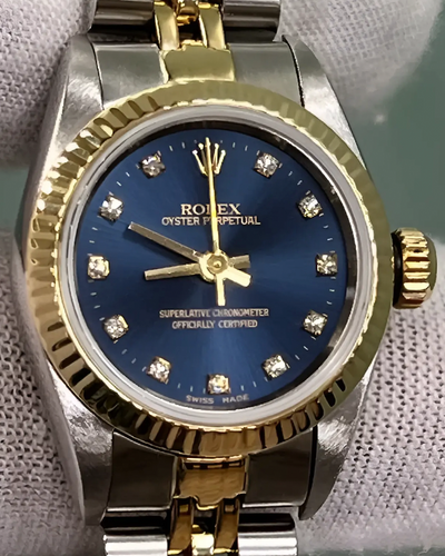 1998 Rolex Oyster Perpetual Lady 26MM Blue Dial Two-Tone Jubilee Bracelet (67193)