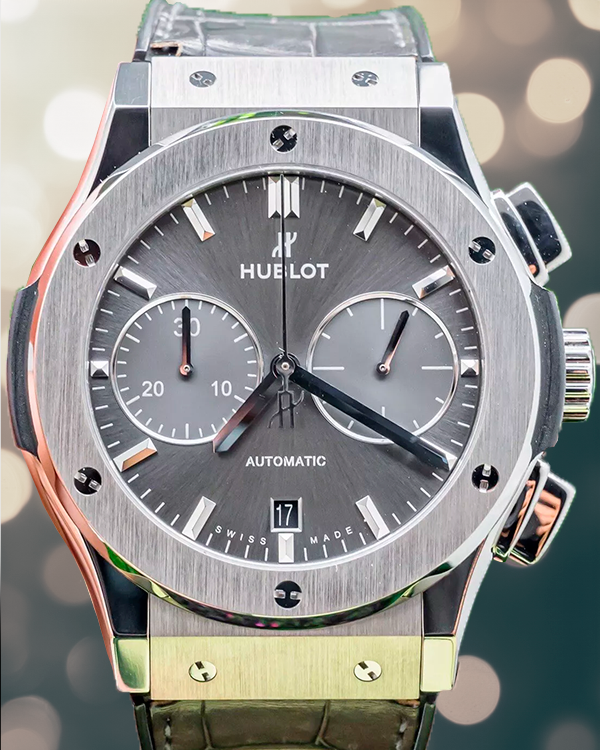 Hublot Classic Fusion Chronograph 45MM Grey Dial Leather Strap (521.NX.7071.LR)