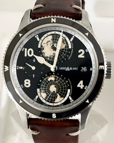 2018 Montblanc 1858 Geosphere 42MM Black Dial Leather Strap (117838)