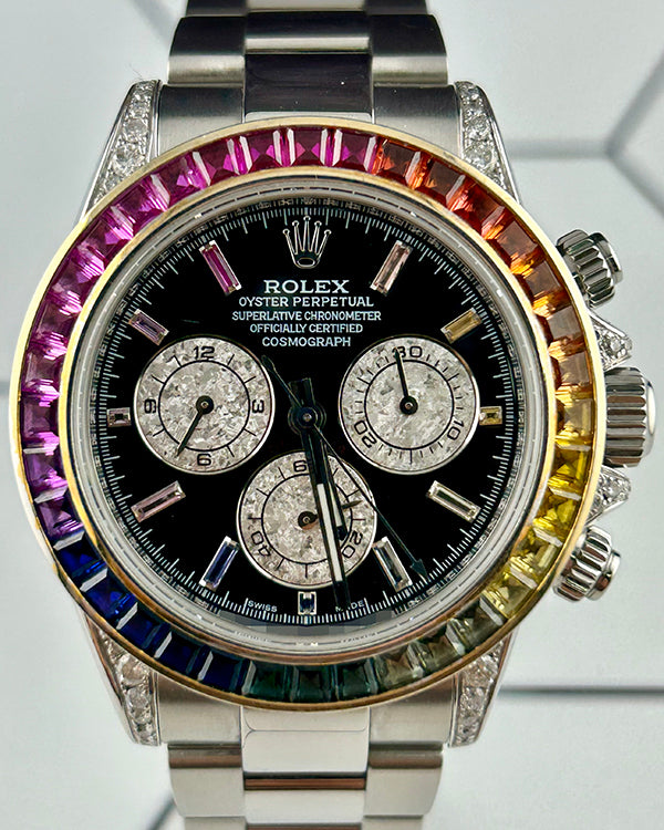 Rolex Cosmograph Daytona "Rainbow" 40MM Aftermarket Black Dial Oyster Bracelet (116520)