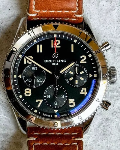 Breitling Classic Avi Chronograph P-51 Mustang L.E. 42MM Black Dial Leather Strap (A23380)