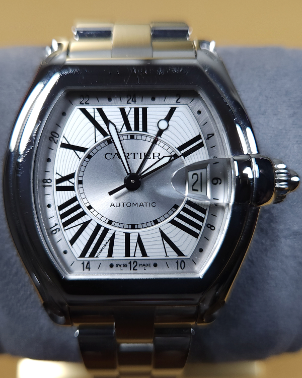 2012 Cartier Roadster GMT XL 48x43MM Silver Dial Steel Bracelet (W62032X6)