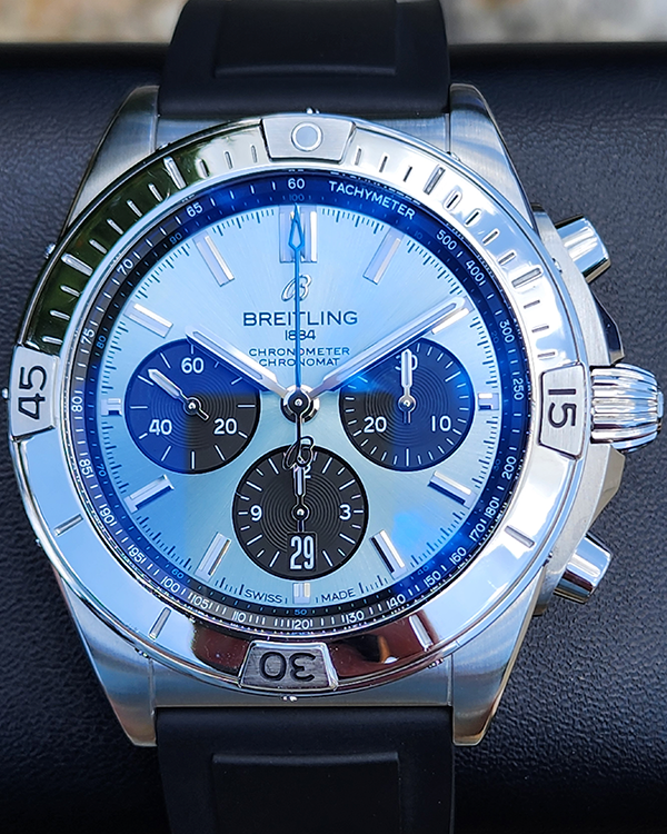 Breitling Chronomat B01 42MM Ice Blue Dial Rubber Strap (PB0134101C1S1)