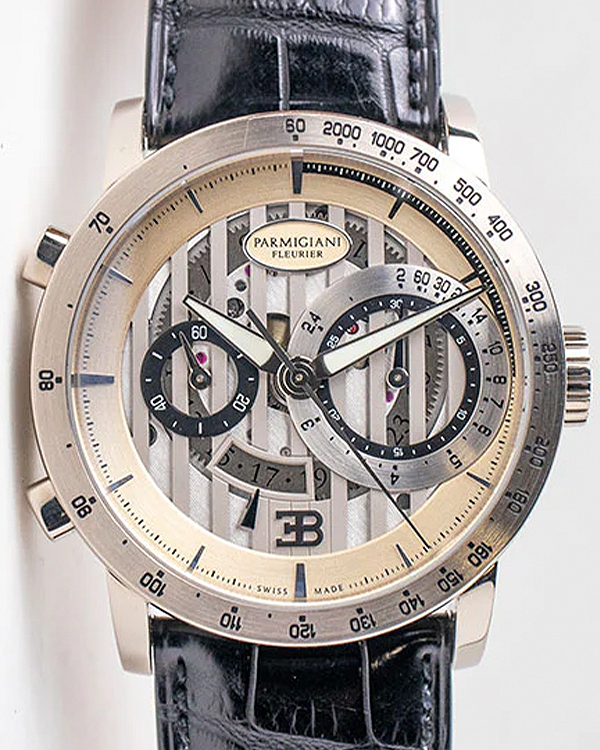 2015 Parmigiani Fleurier Bugatti Atalante Flyback Chronograph 43MM Skeleton Dial Leather Strap (PFC329-1200100)