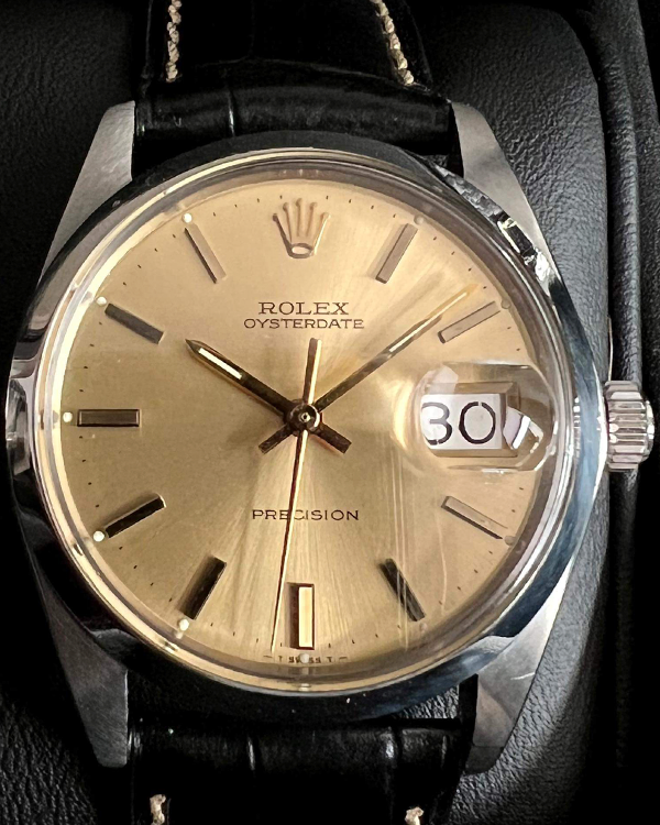 Rolex Oyster Precision 34MM Champagne Dial Leather Strap (6694)