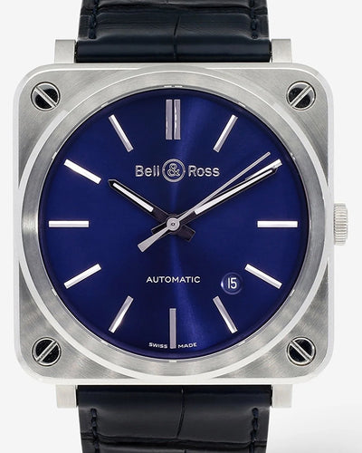 Bell & Ross BR S 39MM Blue Dial Leather Strap (BRS92-BLU-ST/SCR)