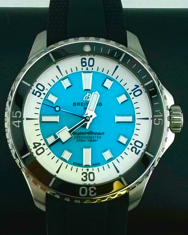 2024 Breitling Superocean 44MM Turquoise Dial Rubber Strap (A17376211L2S1)