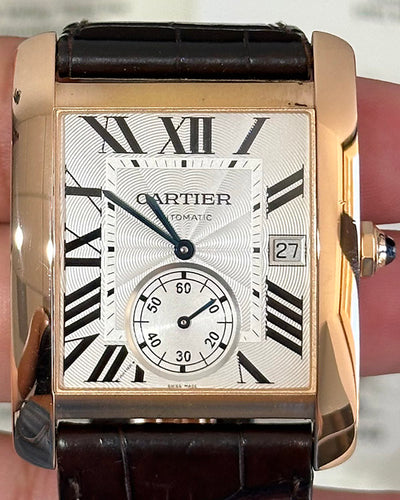 Cartier Tank MC 44MM Silver Dial Leather Strap (3590)