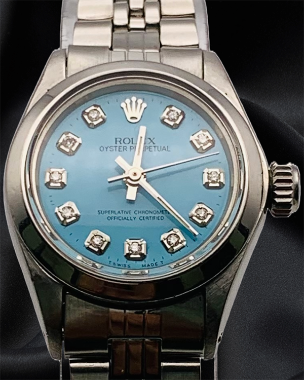 Rolex Oyster Perpetual 24MM Aftermarket Blue Dial Jubilee Bracelet (6718)