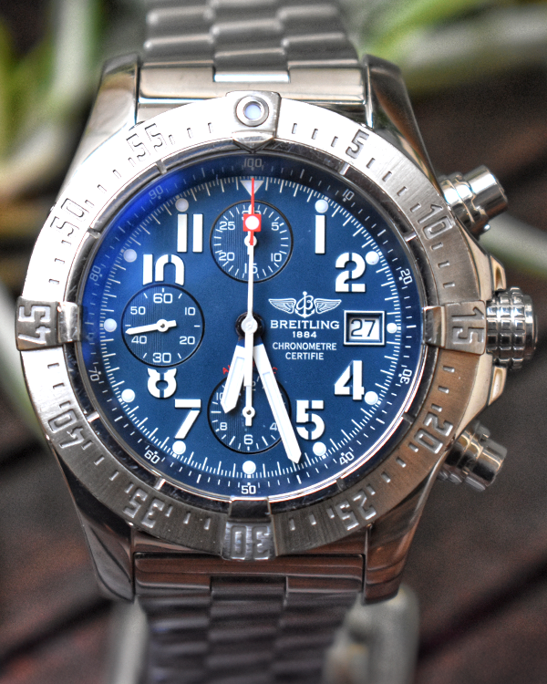 No Reserve - 2012 Breitling Avenger Skyland 45MM Blue Dial Steel Bracelet (A13380)