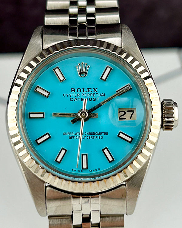 Rolex Lady-Datejust 26MM Aftermarket Blue Dial Jubilee Bracelet (6917)