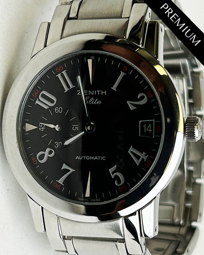 No Reserve - Zenith Port Royal V Elite 37MM Black Dial Steel Bracelet (01/02.0450.680)