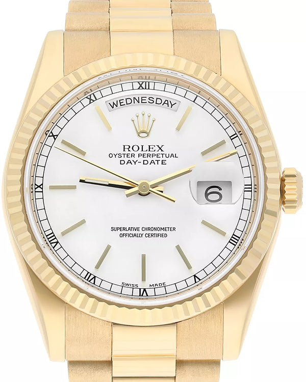 2000 Rolex Day-Date 36MM White Dial President Bracelet (118238)