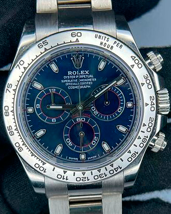 Rolex Cosmograph Daytona 40MM Blue Dial White Gold Bracelet (116509)