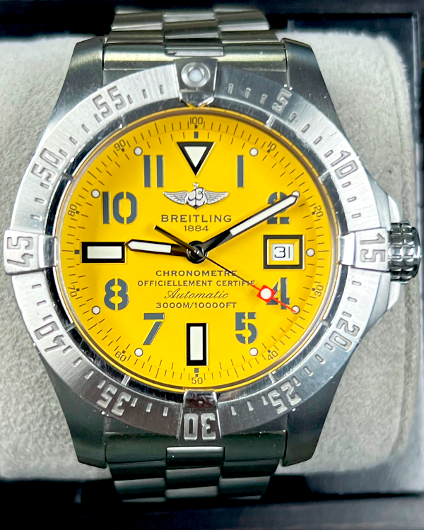 2010 Breitling Avenger Seawolf 45MM Yellow Dial Steel Bracelet (A1733010/I513)