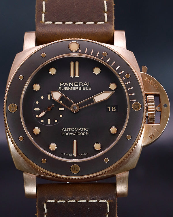 Panerai Submersible Bronzo 47MM Brown Dial Leather Strap (PAM00968)